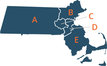 Map of Massachusetts - with Service Areas